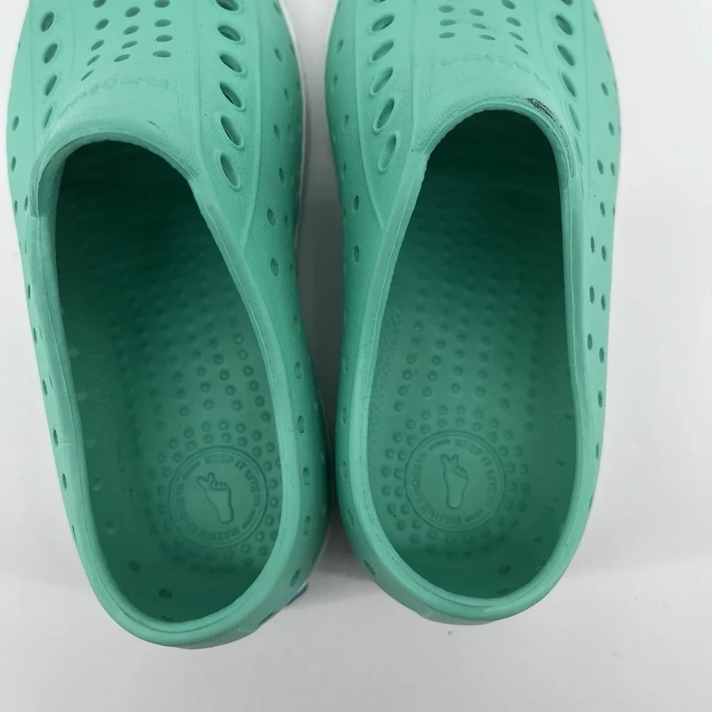 Native Jefferson Kids Fresco Green Shell White Slip On Water Shoes Sneakers C11